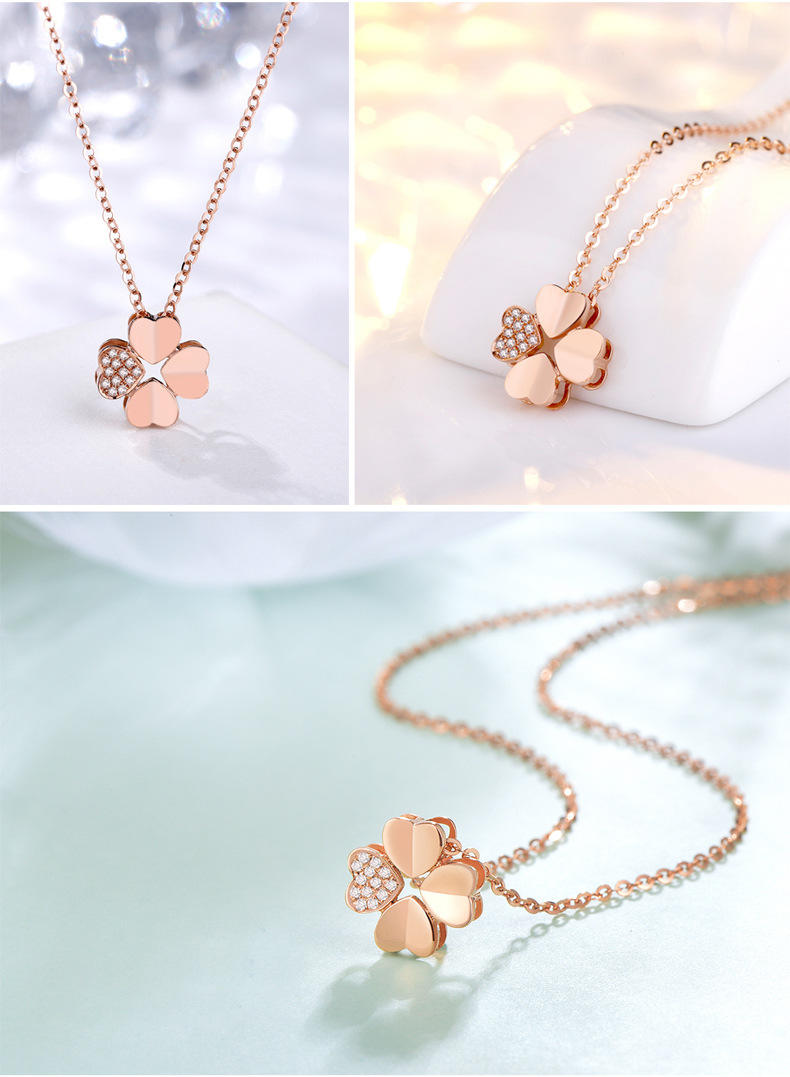 product-BEYALY-Rose Gold plated custom simple design four leaf clover pendant necklace-img-2
