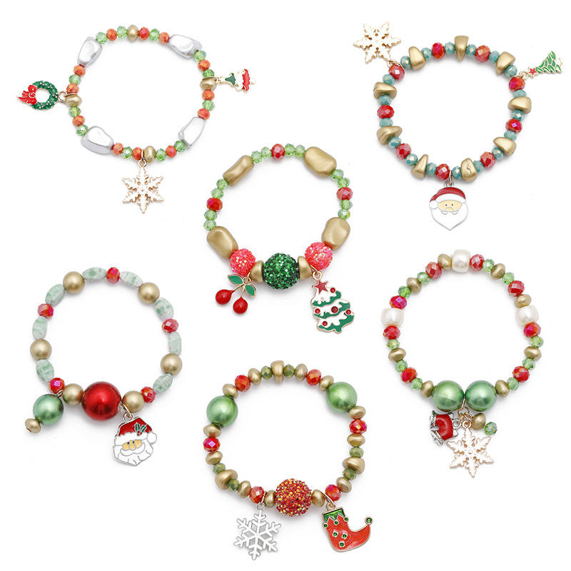 European And American New Christmas Gift Beaded Bracelet Snowman Candy Bracelet