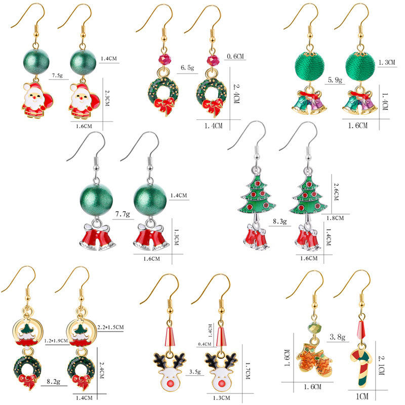 product-Christmas Tree Snowman Earrings, Cute Fun Santa Snowflake Earrings-BEYALY-img-3