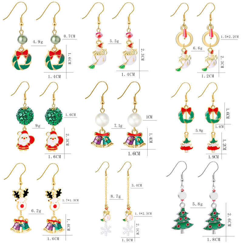 product-BEYALY-Christmas Tree Snowman Earrings, Cute Fun Santa Snowflake Earrings-img-2