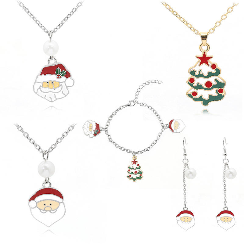 2021 Jewellery Christmas Santa Claus Christmas Tree Necklace Bracelet Set