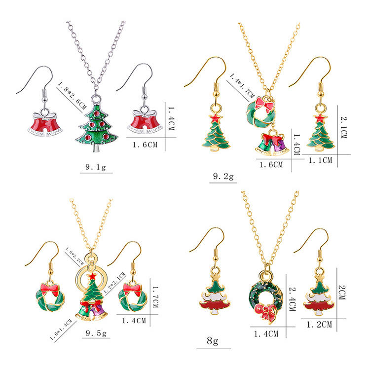 product-Christmas Jewelry Gifts Drop Oil Elk Bell Earrings And Necklaces Sets-BEYALY-img-3