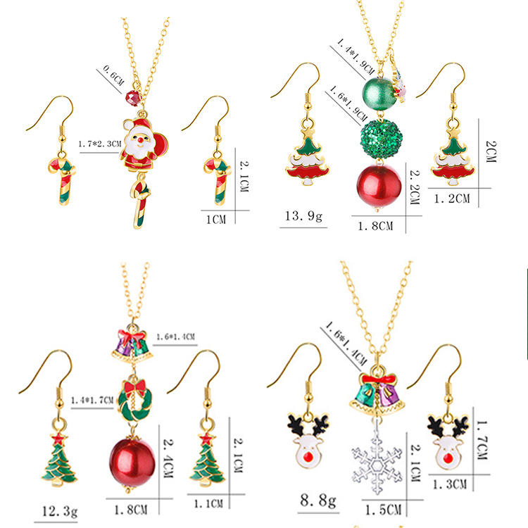 product-BEYALY-Christmas Jewelry Gifts Drop Oil Elk Bell Earrings And Necklaces Sets-img-2