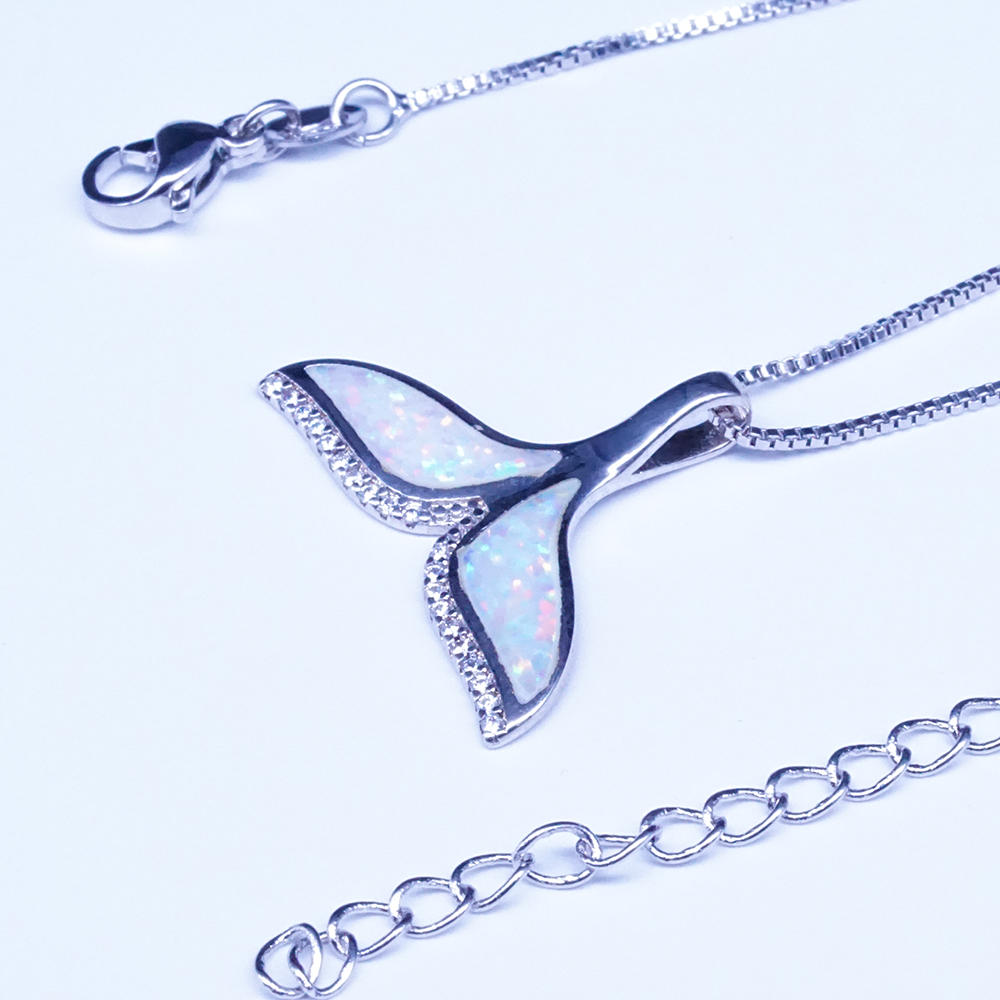 product-BEYALY-The summer collection sterling silver sea blue opal dolphin pendant necklace-img-2
