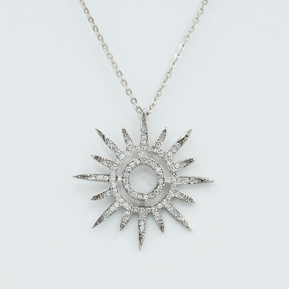 Nice design sterling silver sun totem pendant necklace