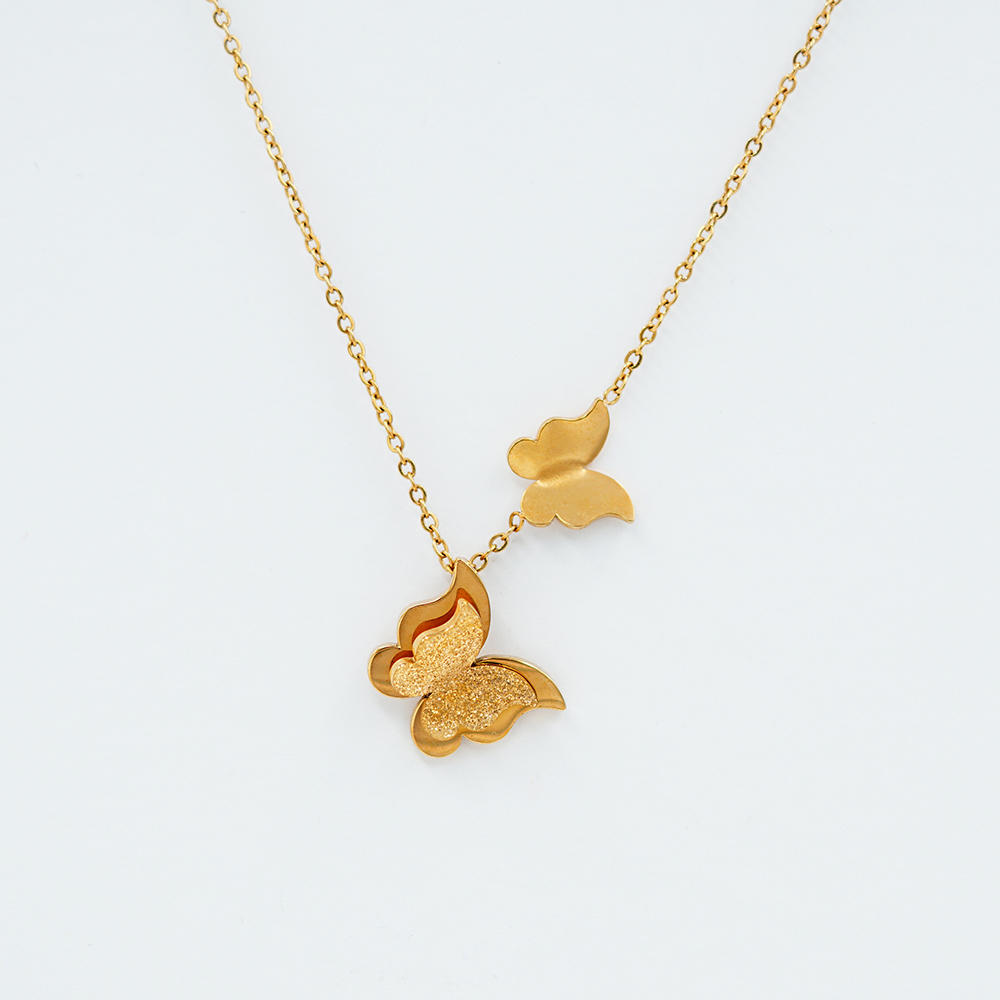 18k gold plated butterfly flying charm necklace