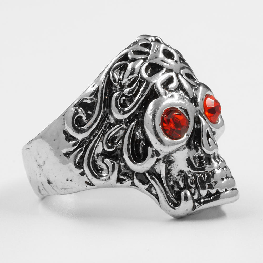 product-BEYALY-Punk Design Stainless Steel Red Zircon Skull Ring-img-2