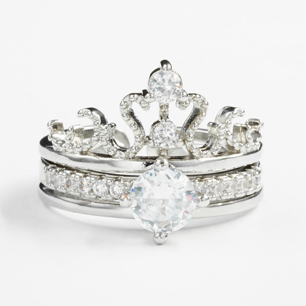Diseño de moda Bandas de anillo personalizadas con anillo de corona desmontable dividido para niña