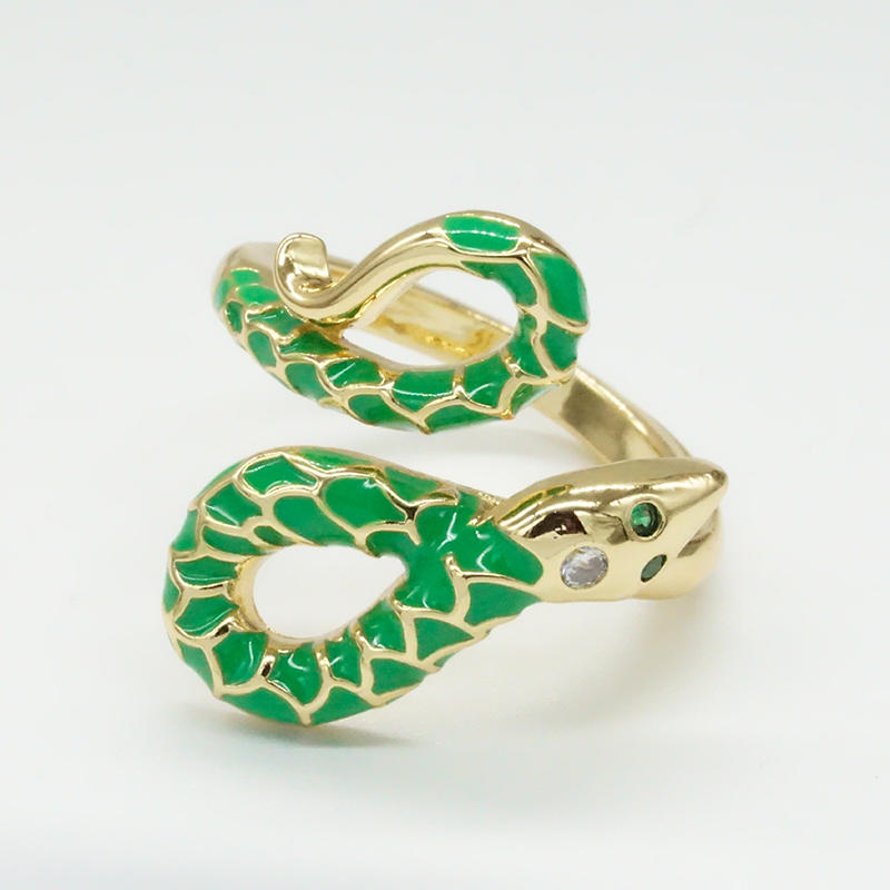 Fashion desing colorful glue craft snake ring