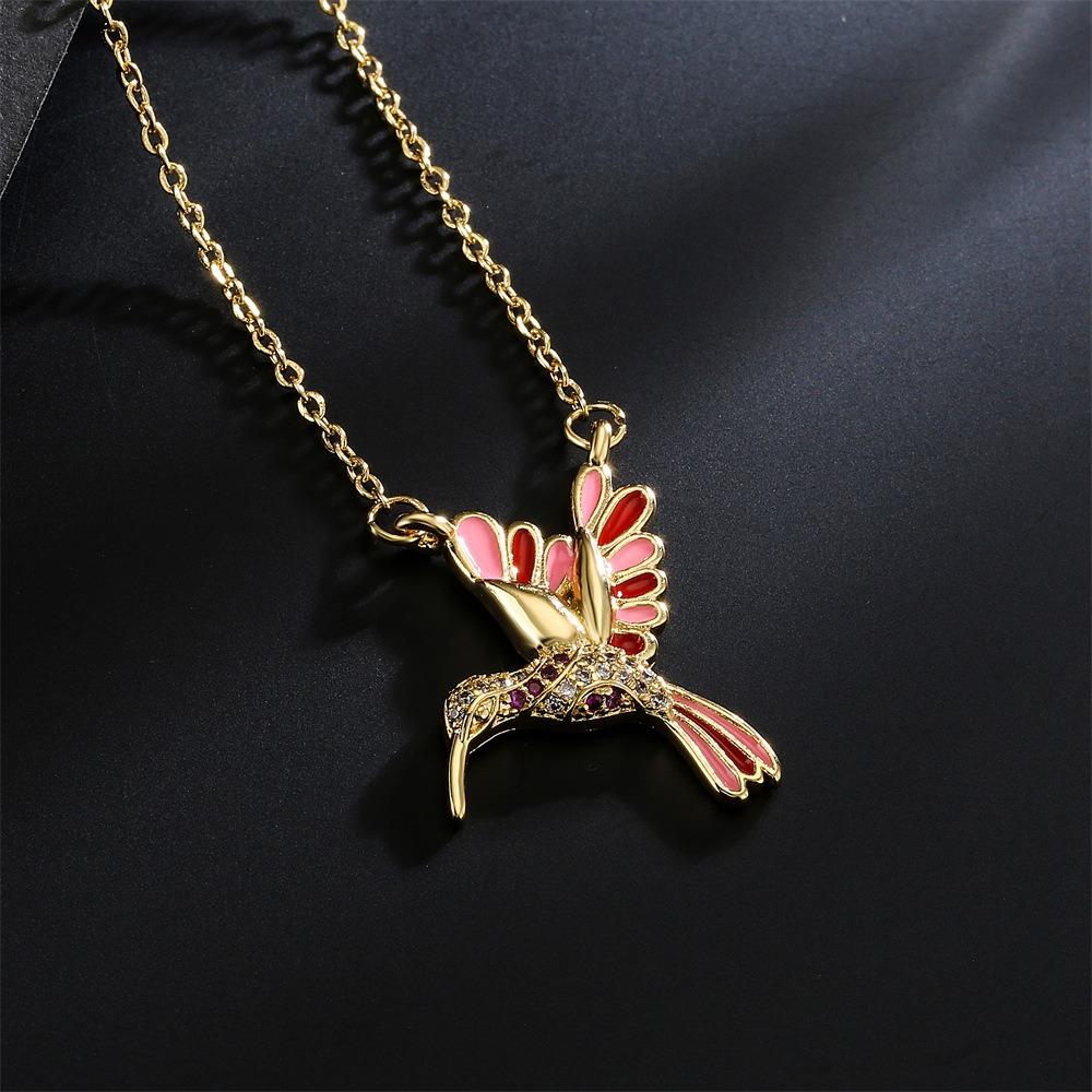 product-multi color Fairy Bird Pendant Necklace Copper Gold Plated Personality Necklace-BEYALY-img-3