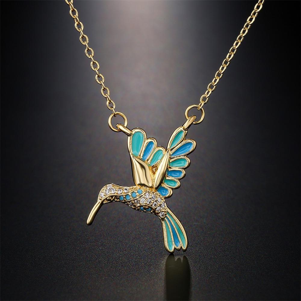 product-BEYALY-multi color Fairy Bird Pendant Necklace Copper Gold Plated Personality Necklace-img-2