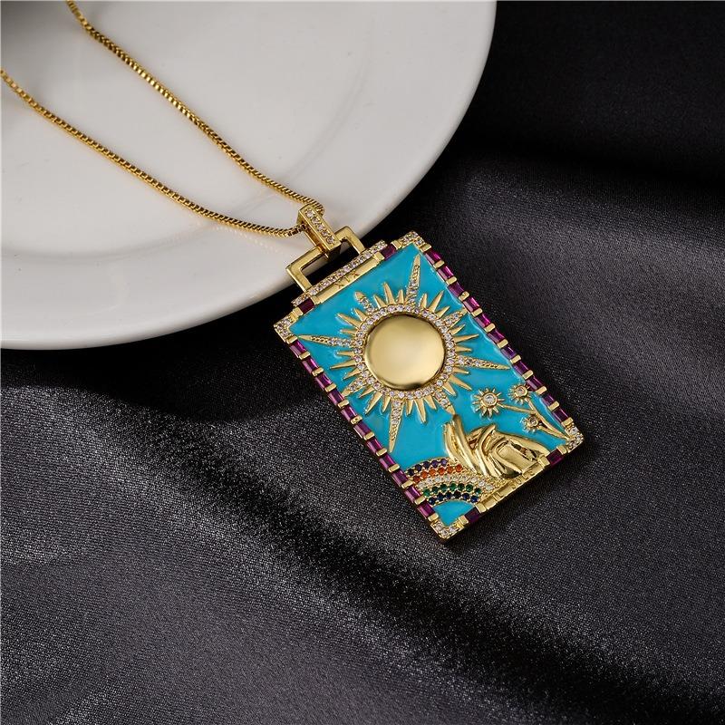 product-Custom gold plated micro pave shiny zircon enamel moon charm Pendant necklace-BEYALY-img-3