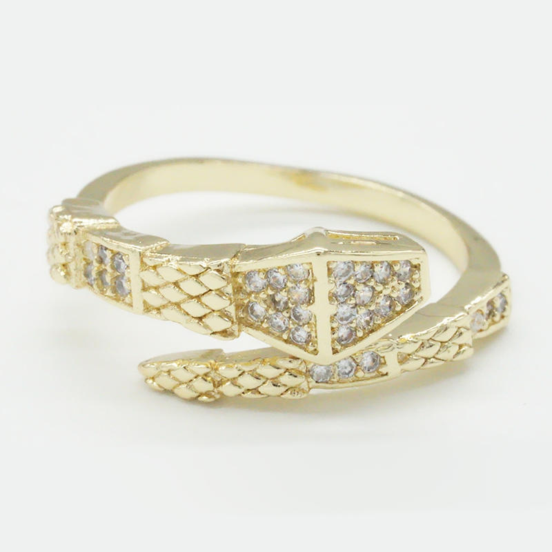Elegant gold plated snake bone design ring jewelry