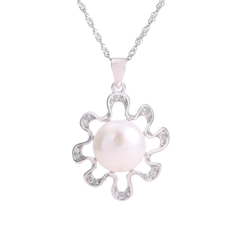 Simple Vintage Design Flowers In Phnom Penh Sterling Silver Pearl Charms Pendant Necklace Jewelry