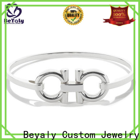 Wholesale silver cuff bangle leather for business for business gift